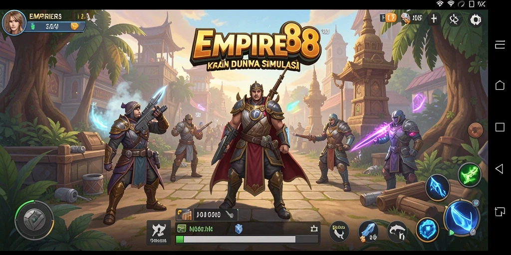 Tangkapan layar dari gameplay EMPIRE88 yang menampilkan pembangunan kerajaan.