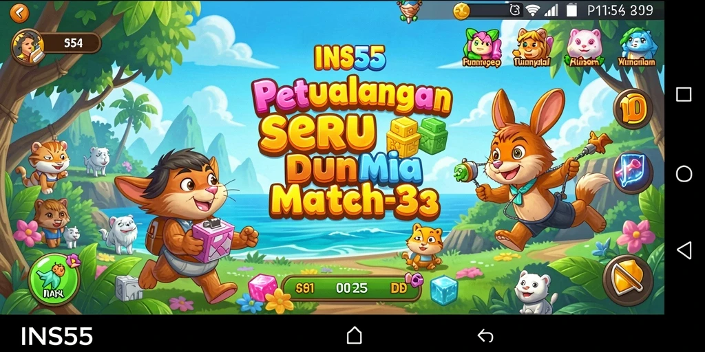 Tampilan gameplay INS55 yang seru dengan elemen Match-3.