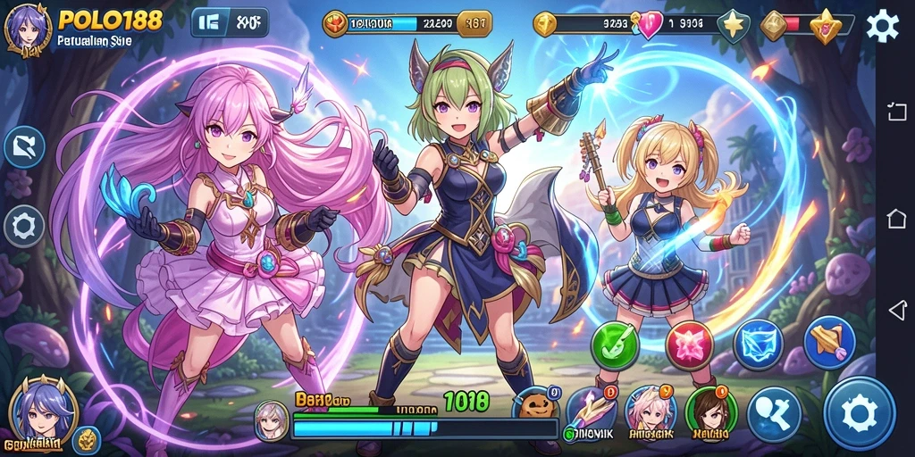 Tampilan gameplay POLO188 yang penuh warna dan dinamis.
