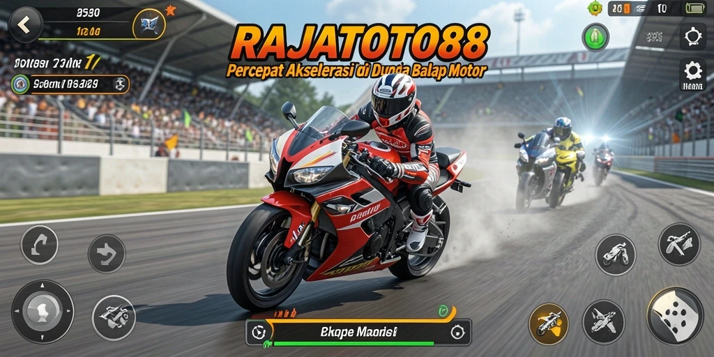Gameplay menarik RAJATOTO88 yang menampilkan aksi balap motor.