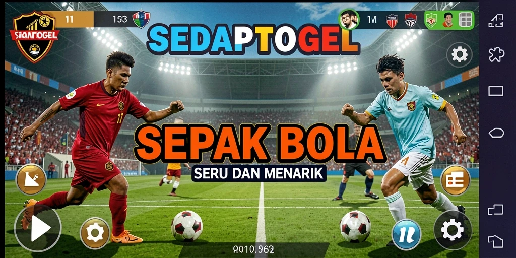 Tangkapan layar gameplay SEDAPTOGEL yang menampilkan aksi sepak bola.