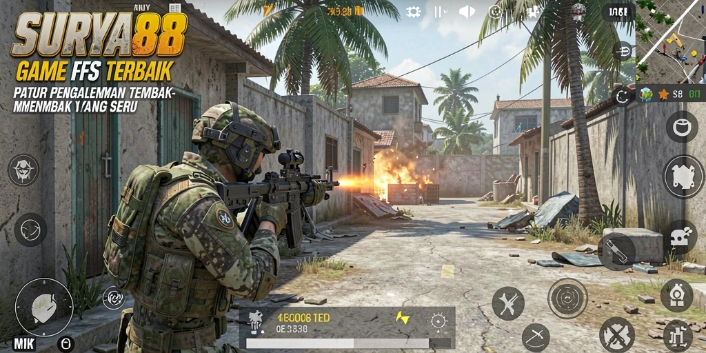 Tampilan gameplay SERU dalam SURYA88, penuh dengan aksi dan pertempuran strategis.