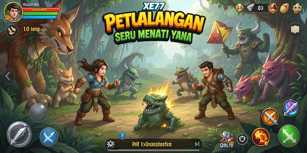 Tangkapan layar XE77 menunjukkan aksi penuh petualangan menegangkan.